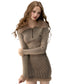 Khaki Collar Knit Mini Dress - CHINASQUAD
