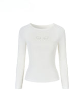 Rhinestone Heart Wings Slim Long-sleeved T-shirt - CHINASQUAD