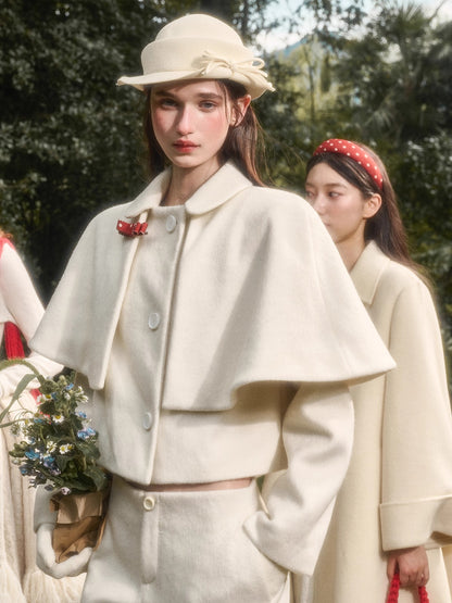 Sunday Wool Blend Cape Jacket &amp; Shorts Set