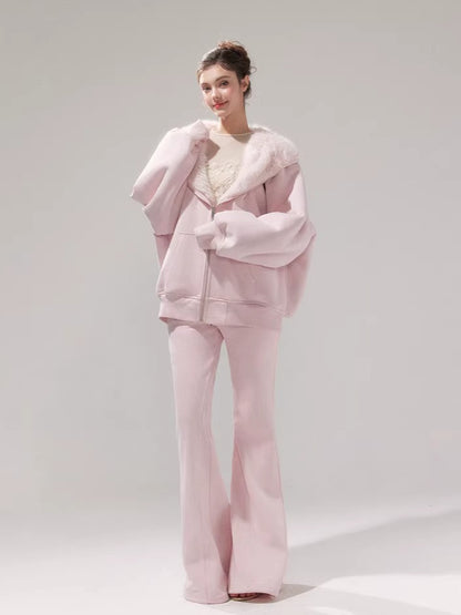 Hooded Fleece Jacket &amp; Plush Sweatpants Set