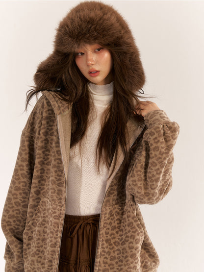 Brown &amp; Gray Leopard Print Coat