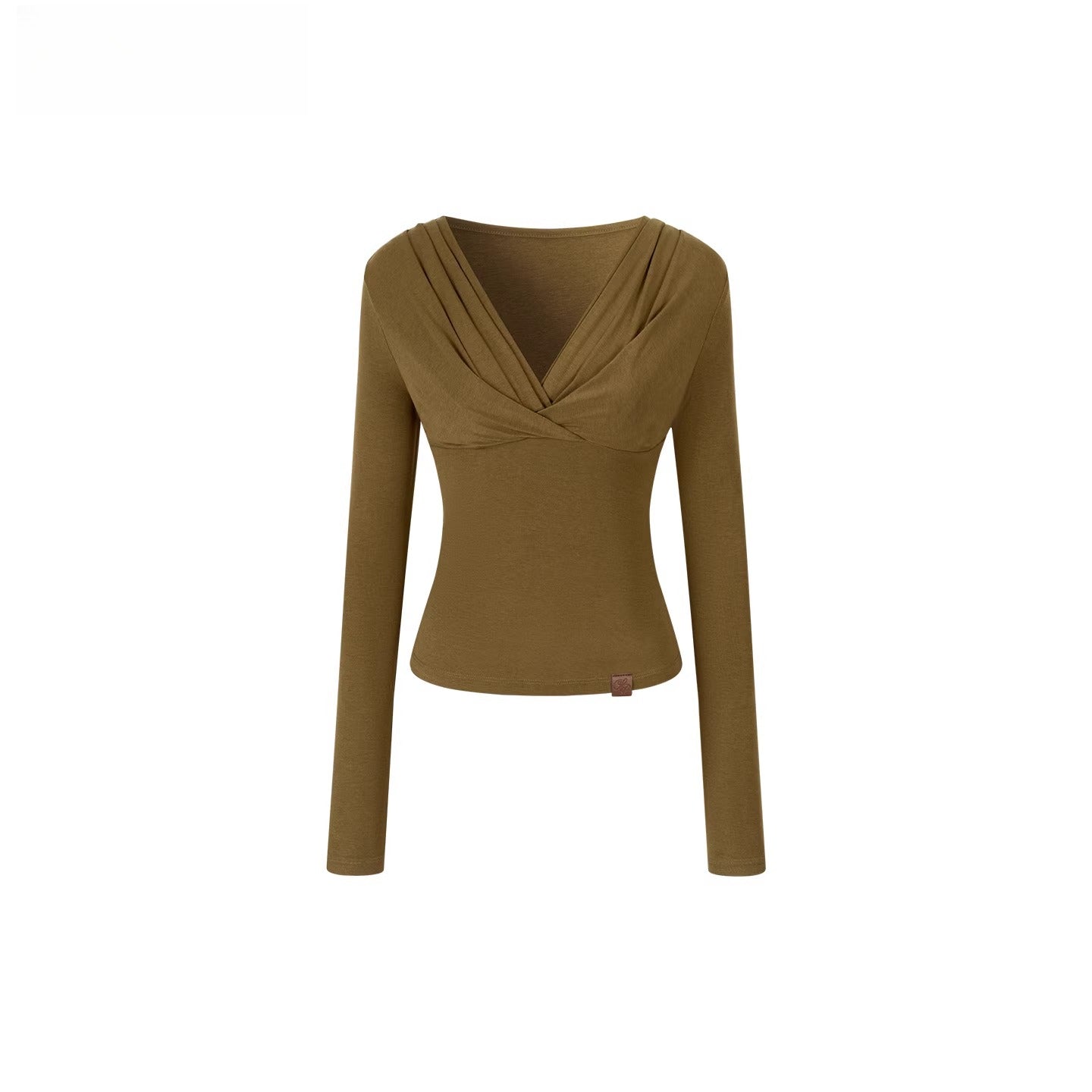 Ruched V-Neck Tencel Slim-Fit Sweater