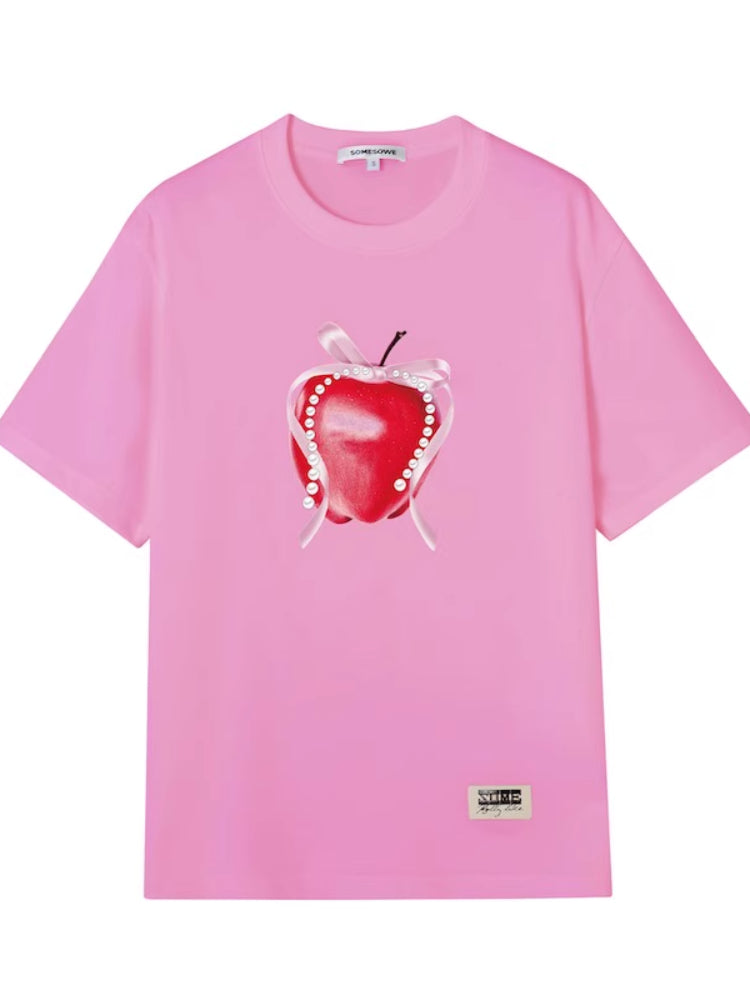 Apple Silhouette Half-Sleeve Crew Neck T-Shirt - CHINASQUAD