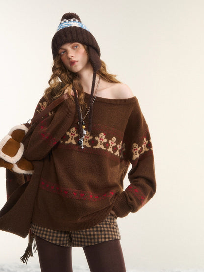 Wool-Blend Christmas Sweater &amp; Scarf Set