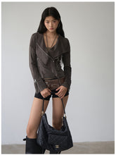 Large Collar Short Suede Jacket - CHINASQUAD
