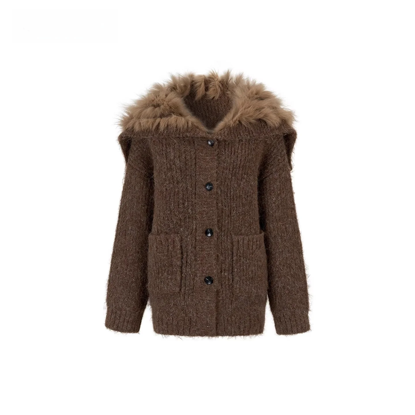 Fox Fur Collar Plush Knit Cardigan – CHINASQUAD