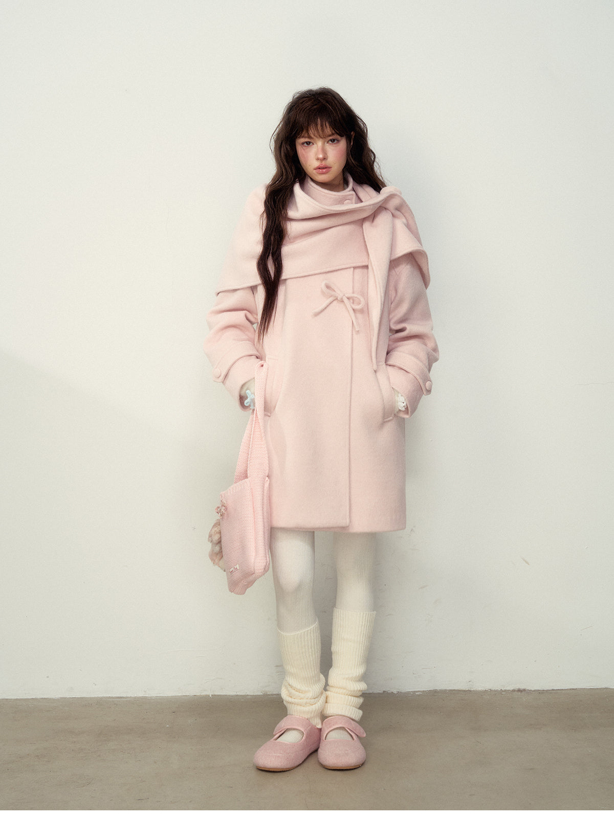  Hokkaido Pink Bow Collar Coat