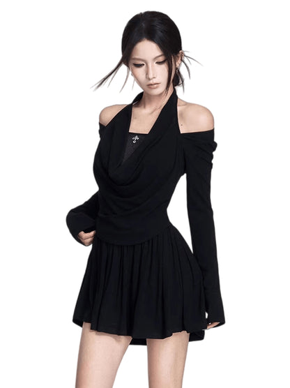Cowl-Neck Knit Slim-Fit Dress