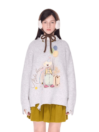 Illustrated Crewneck Knit Sweater