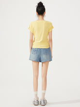 V-neck Waist-cinching Rhinestone Tee - CHINASQUAD