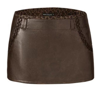 Fur-Collar Printed Leather Suit Set