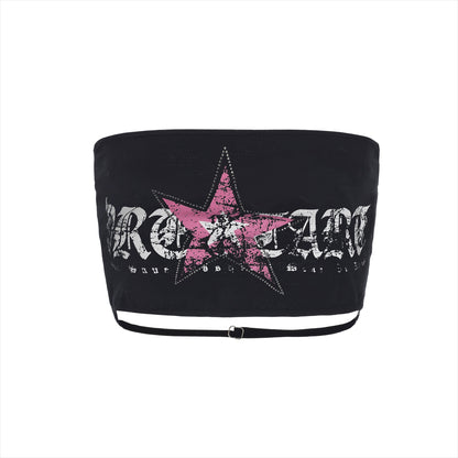 Punk Graphic Strapless Bustier