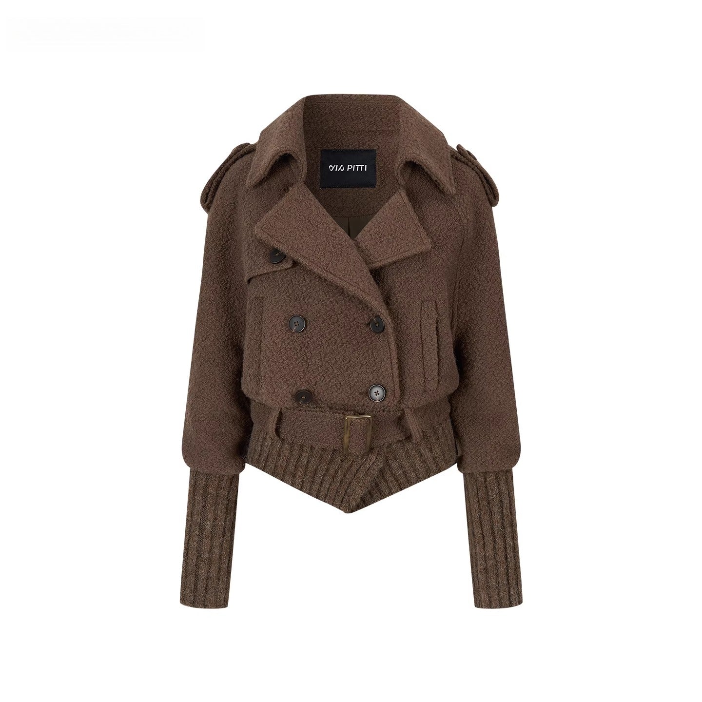 Wool-Blend Knit-Panel Jacket