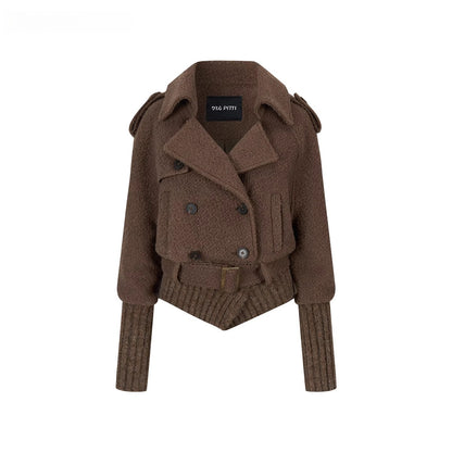 Wool-Blend Knit-Panel Jacket