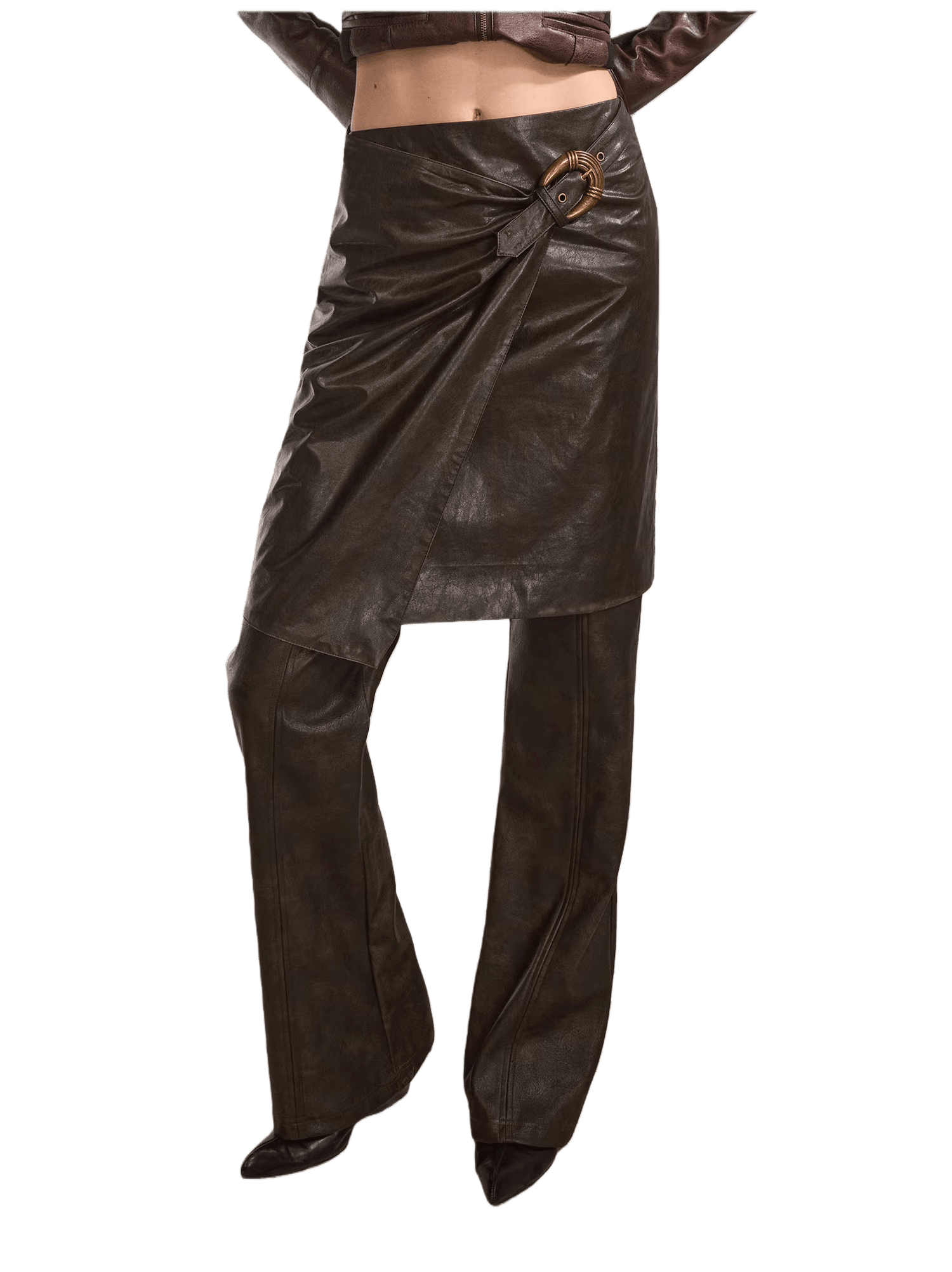 Detachable Two-Way Leather Skirt–Pants