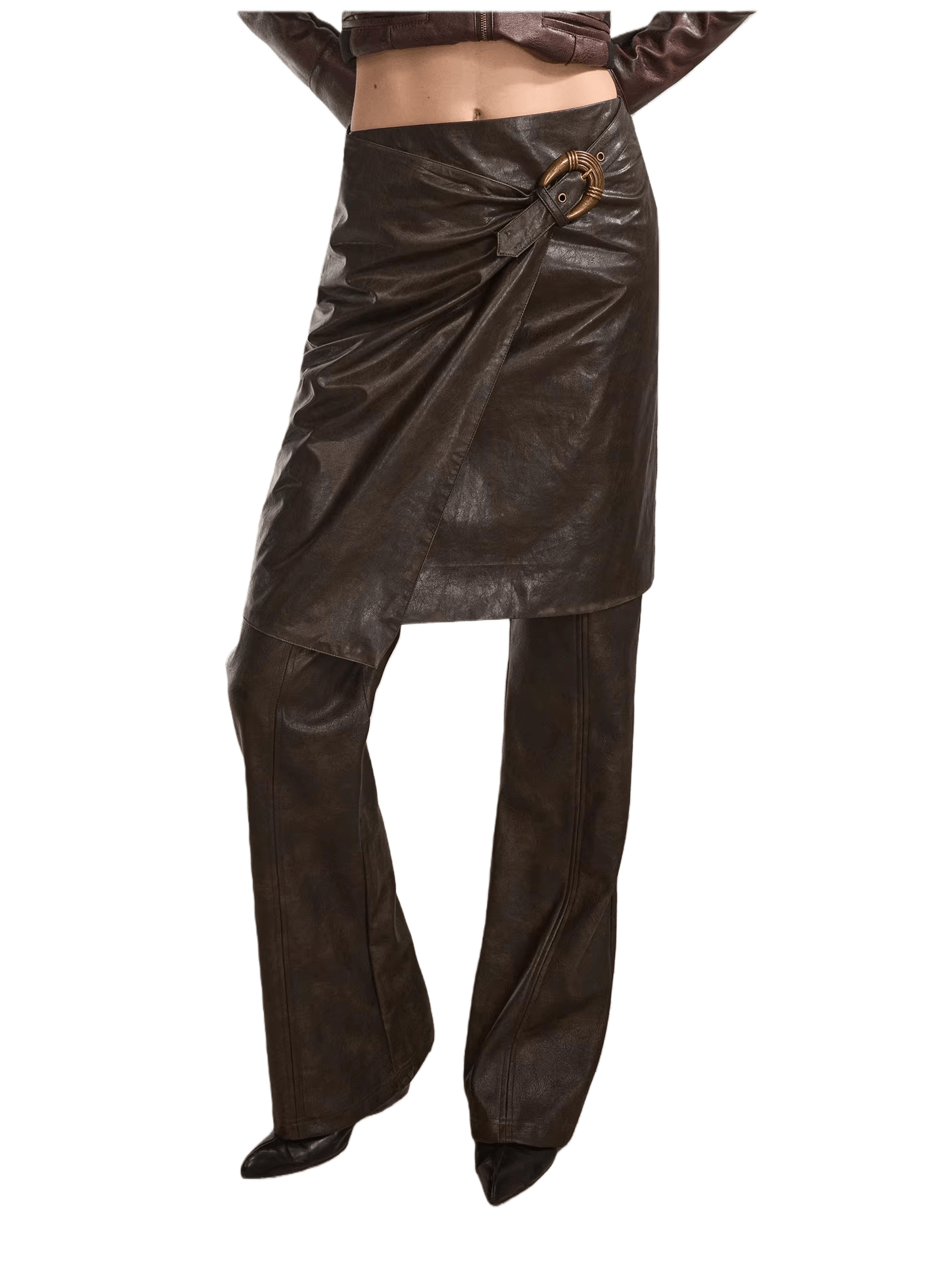 Detachable Two-Way Leather Skirt–Pants
