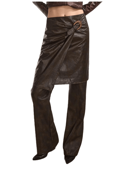 Detachable Two-Way Leather Skirt–Pants