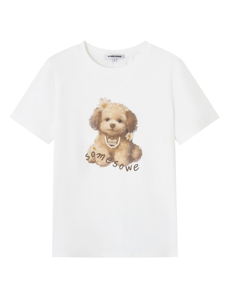 Pearl Cute Pet Print Short-Sleeve T-shirt