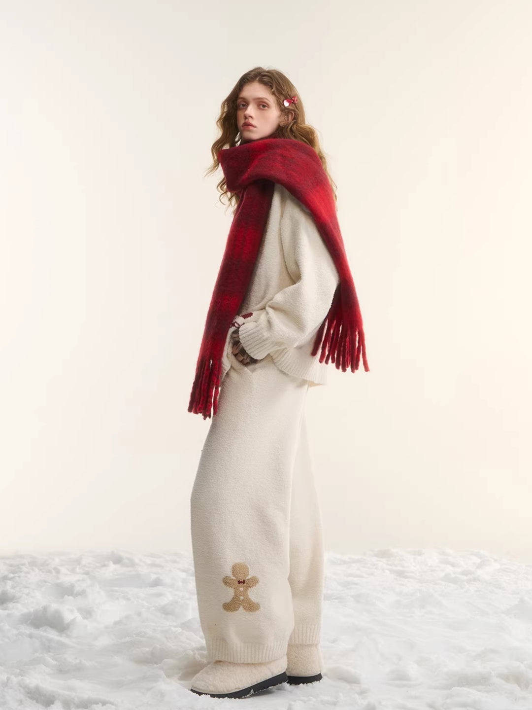 Vintage Wool-Blend Red Plaid Scarf