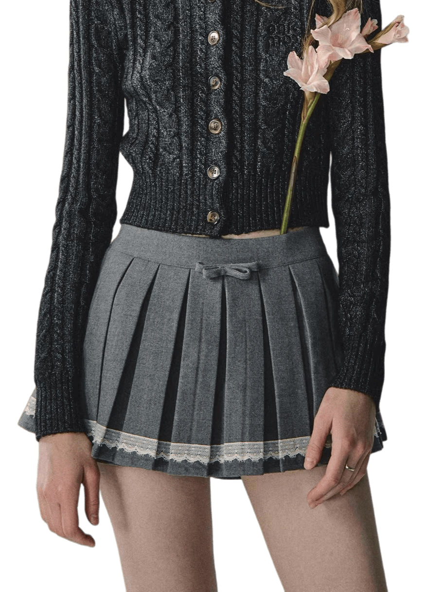 Vintage Preppy Low-Rise Pleated Mini Skirt