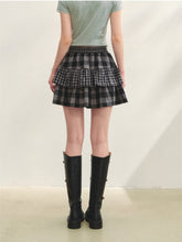 Checkered Panel Ruffle Skirt - CHINASQUAD
