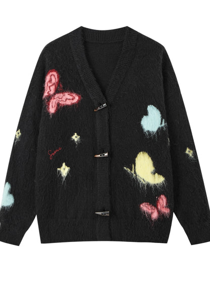 Fuzzy Butterfly Knit Cardigan