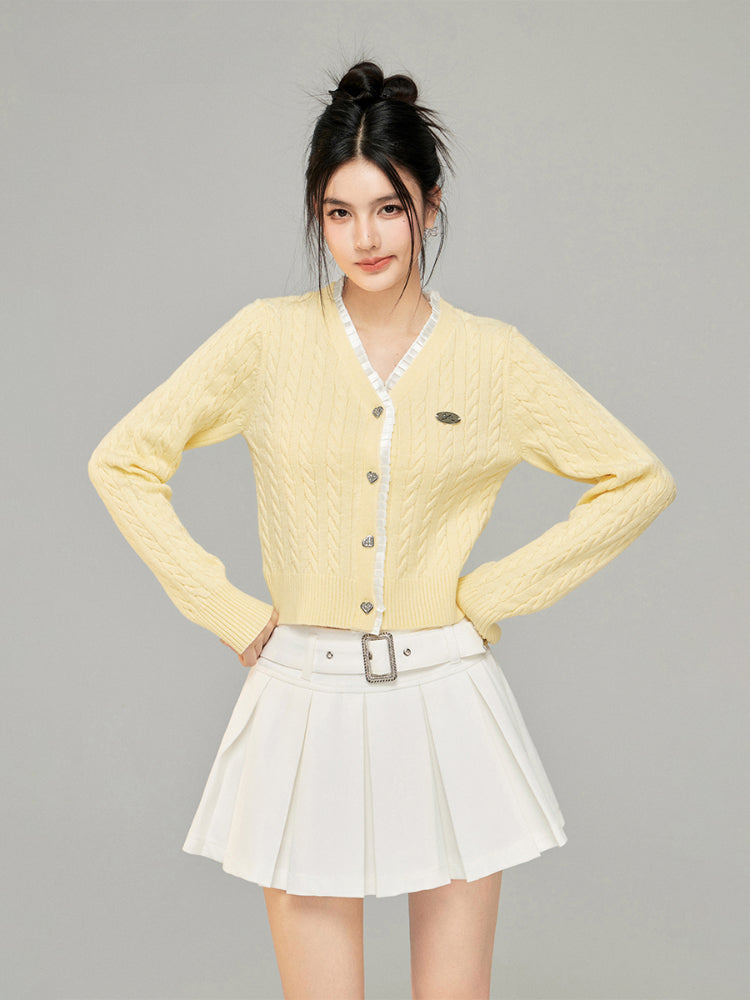 Yellow &amp; Blue Lace Panel Knit Top