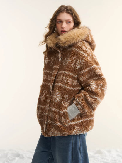 Fur Collar Fleece Hooded Jacket