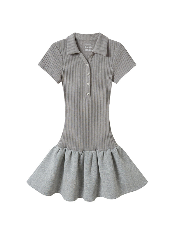 (Final Sale) Polo Collar Tennis Patchwork Mini Dress