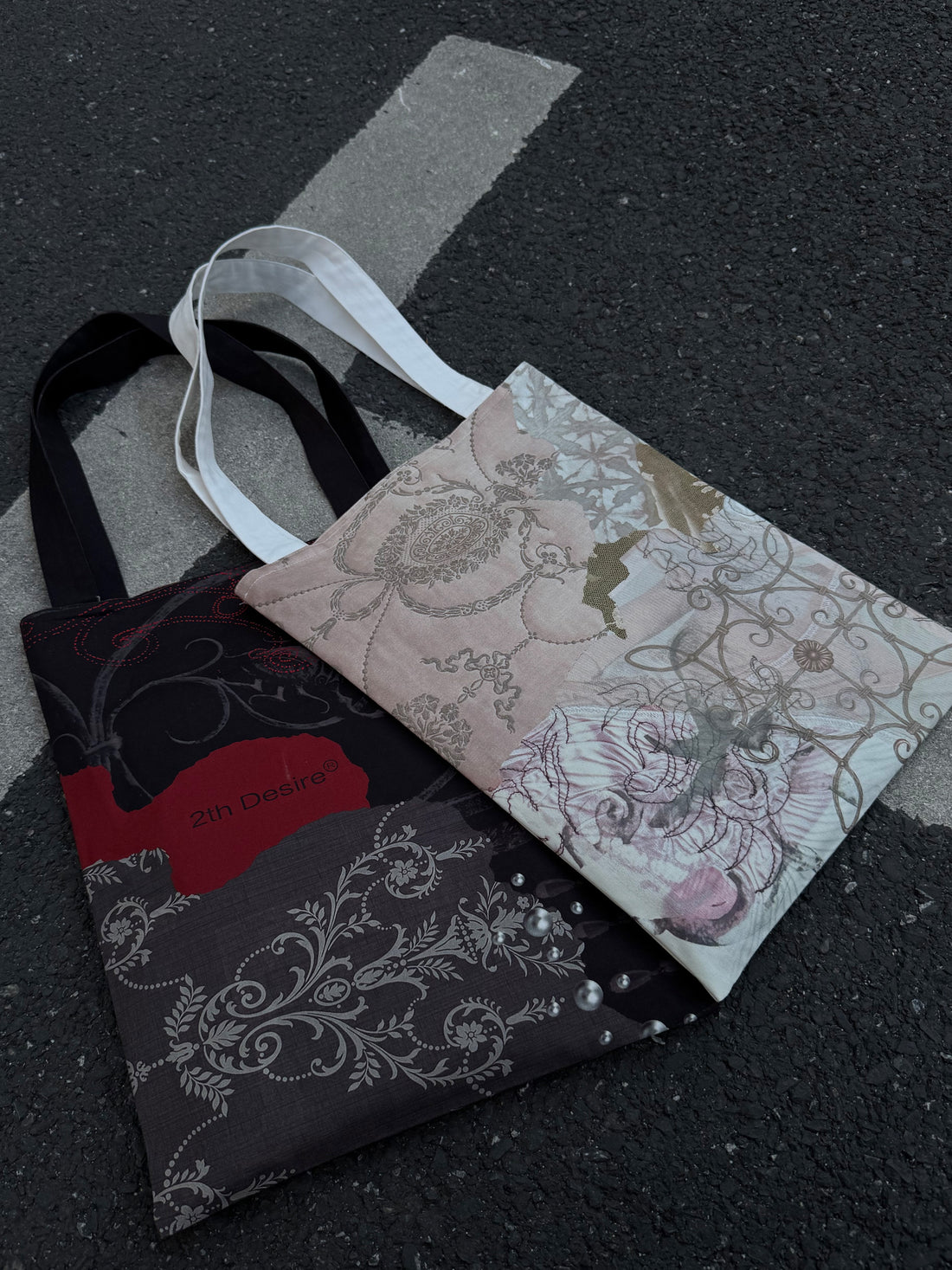 Hand-Painted Snake Year Punk Canvas Tote Bag