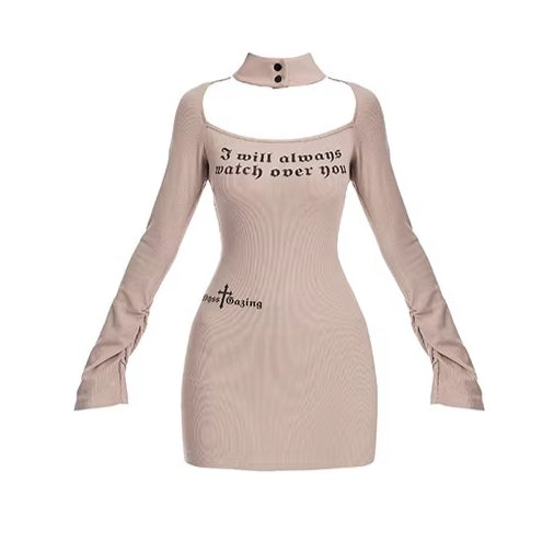 Square Neck Printed Bodycon Knit Dress