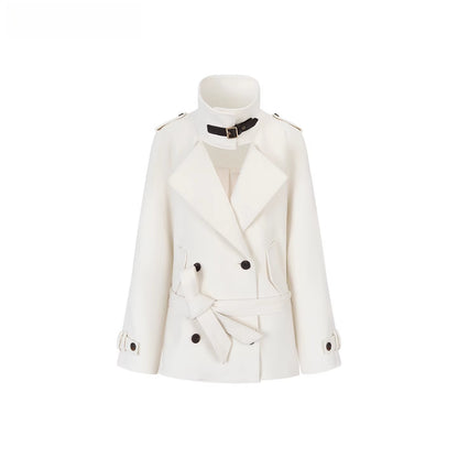 Structured Wool Blend High-Neck Coat