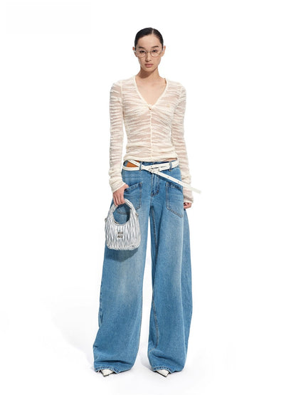 Florence 100% Wool Semi-Sheer Fitted V-Neck