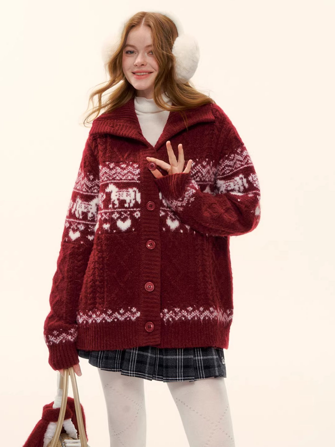 Red Loose Knit Sweater Cardigan