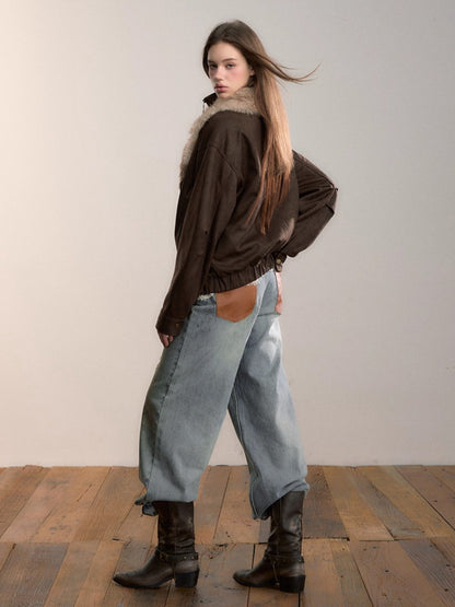 Faux Fur Collar Padded Two-in-One Jacket