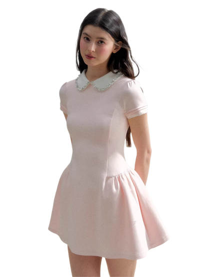 Vintage Crystal Collar Air Layer Princess Dress