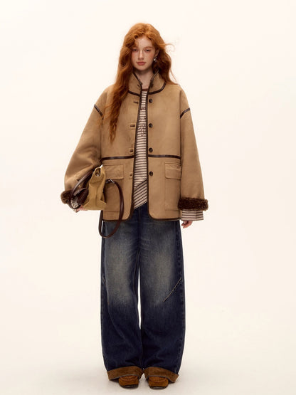 Reversible Faux Suede Shearling Jacket