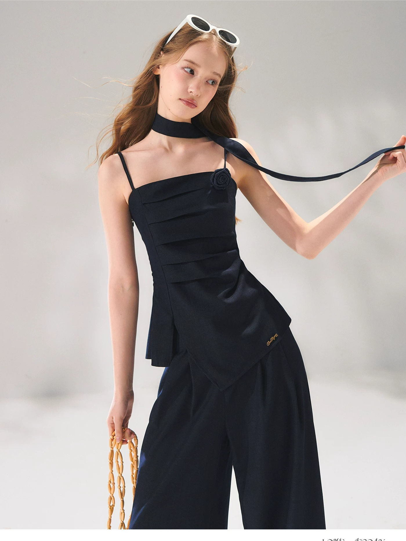 Denim-Inspired Camisole &amp; Wide-Leg Pants Set