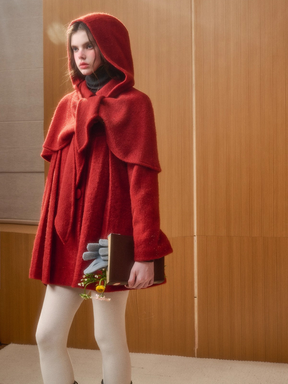 Little Red Hood Winter Knit Cape