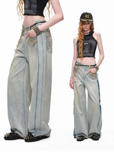 Vintage Mud-Wash Embroidered Barrel-Leg Jeans CHINASQUAD