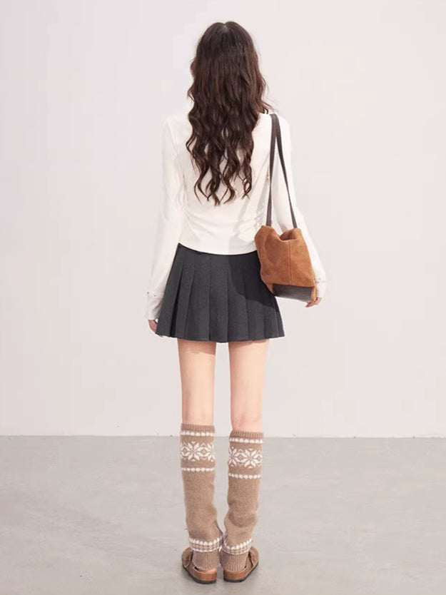 High-Waisted A-Line Pleated Skirt