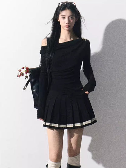 One-Shoulder Waist-Defining Knit Base Layer