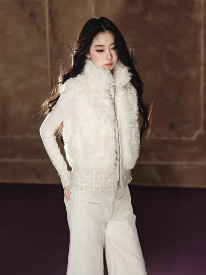 Heavyweight Beaded Wool-Blend Fleece Vest