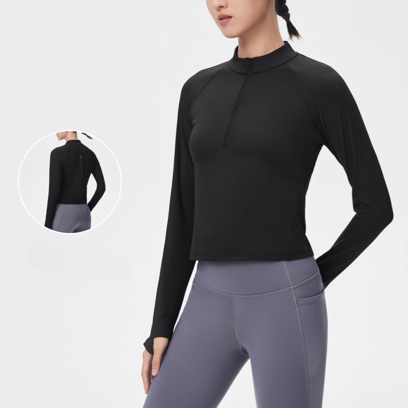 Quick-dry Half-zip Sport Long Sleeve T-shirt