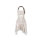 Gold & Apricot Drawstring Waist Camisole Dress - CHINASQUAD