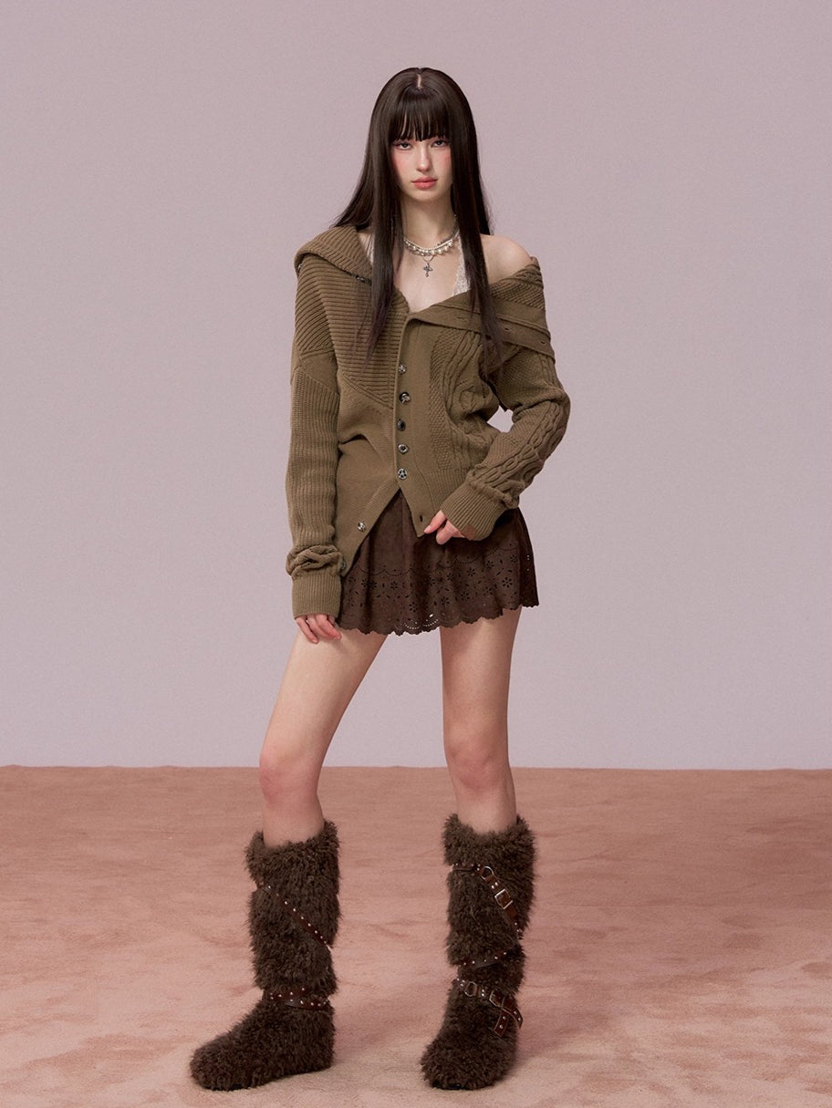 Suede-Touch Embroidered Mini Skirt