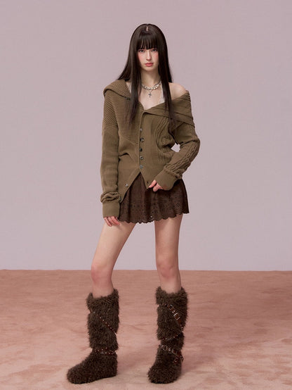 Suede-Touch Embroidered Mini Skirt