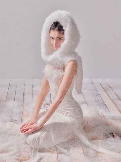 Starlit Pearl Sequin Mesh Mermaid Gown