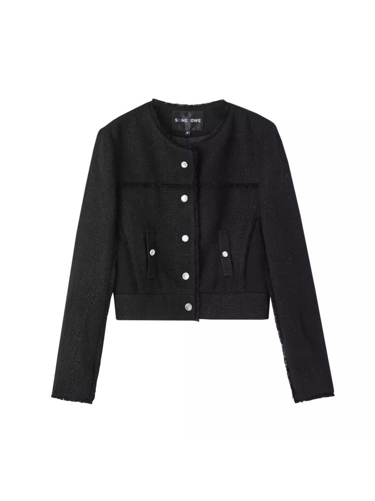 Off-white &amp; Black Tweed Short Jacket