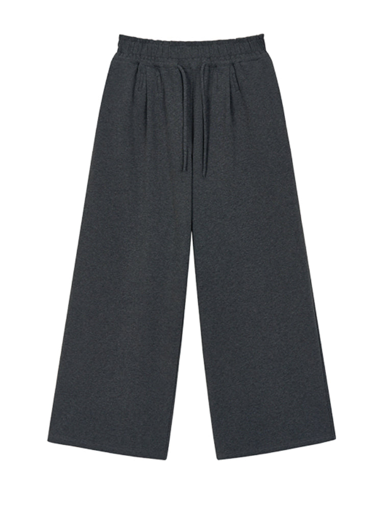 Soft Cotton Pleated Wide-Leg Pants